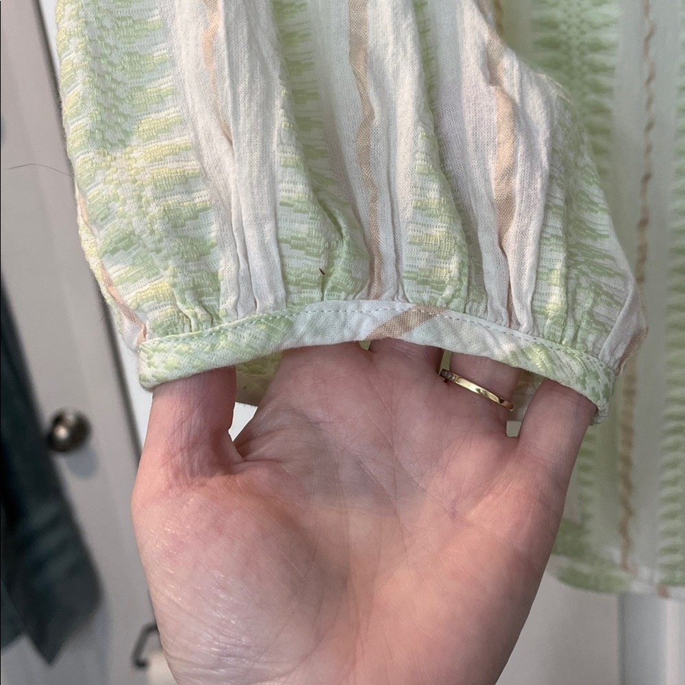 Philosophy Pale Green and Cream Striped Peasant Blouse - Picture 3 of 5